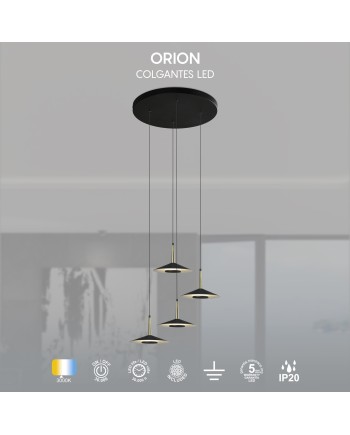 ORION * COLGANTE CIRCULAR NEGRO/CUERO  4L LED  32W  3000K